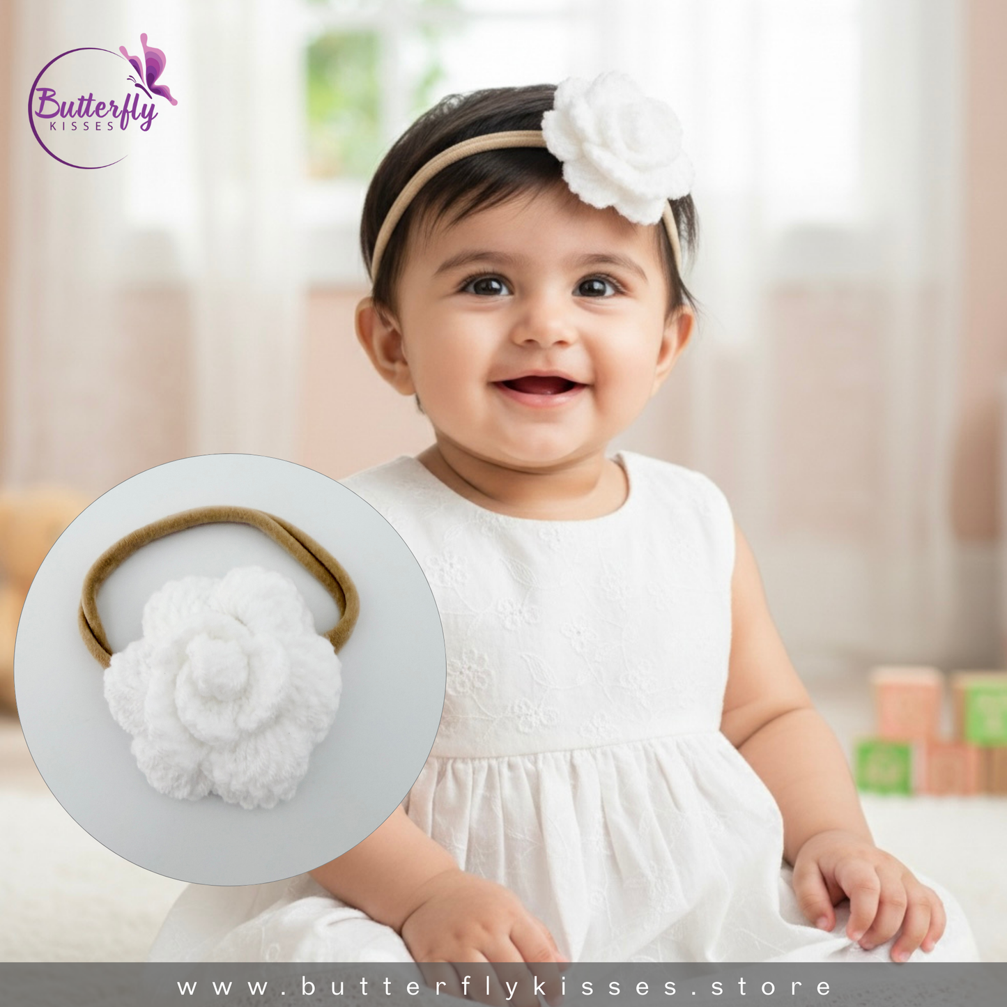 Snow Blossom Crochet Headband