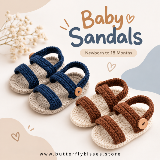 Oliver Handmade Crochet Baby Sandals – Brown & Blue
