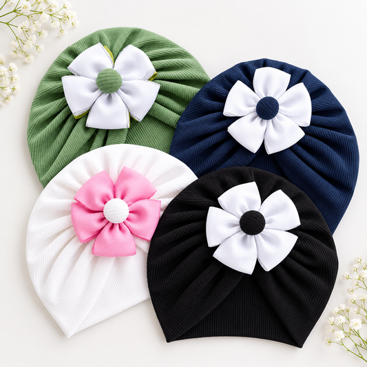 Soft & Stylish Baby Turban with Ribbon Flower