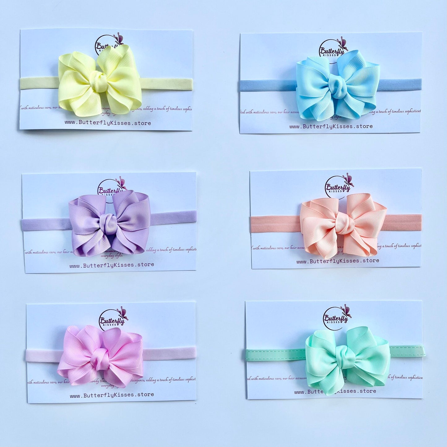 Blue, Green, Pink, Purple, Yellow & Peach Colour Twisted Ribbon Bow Headband