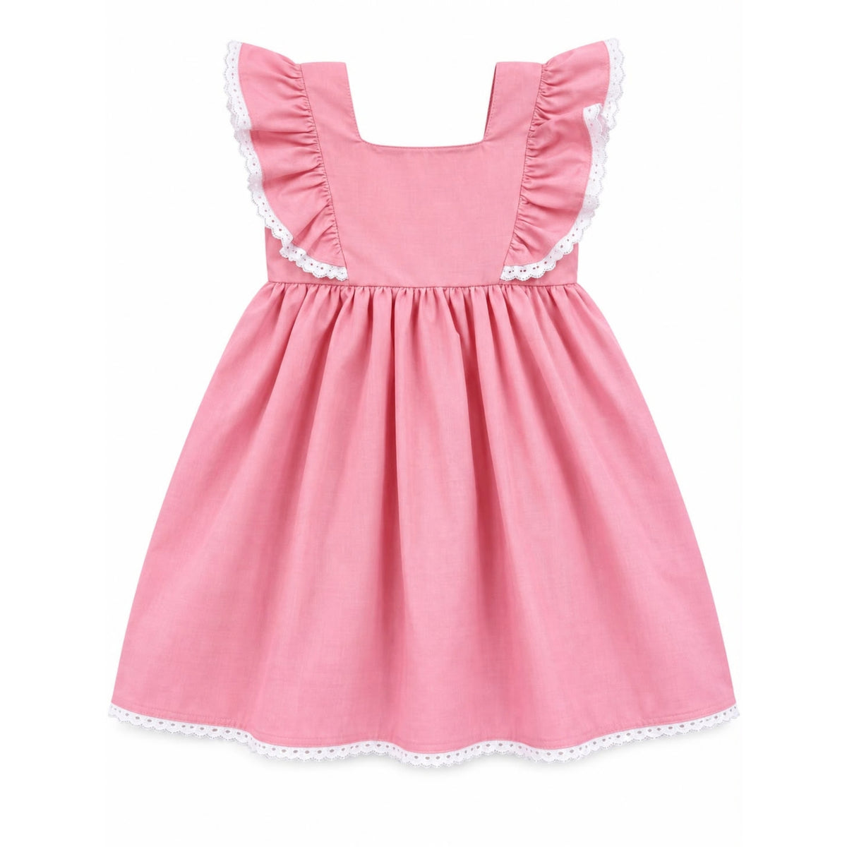 Pink Cotton Flutter Sleeve Frock