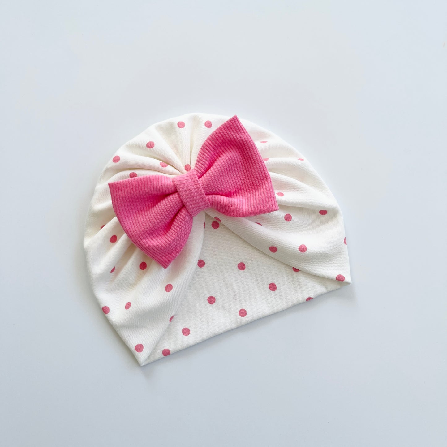 Pink Polka Dot Baby Turban Hat – Bow, Flower & Donut Styles