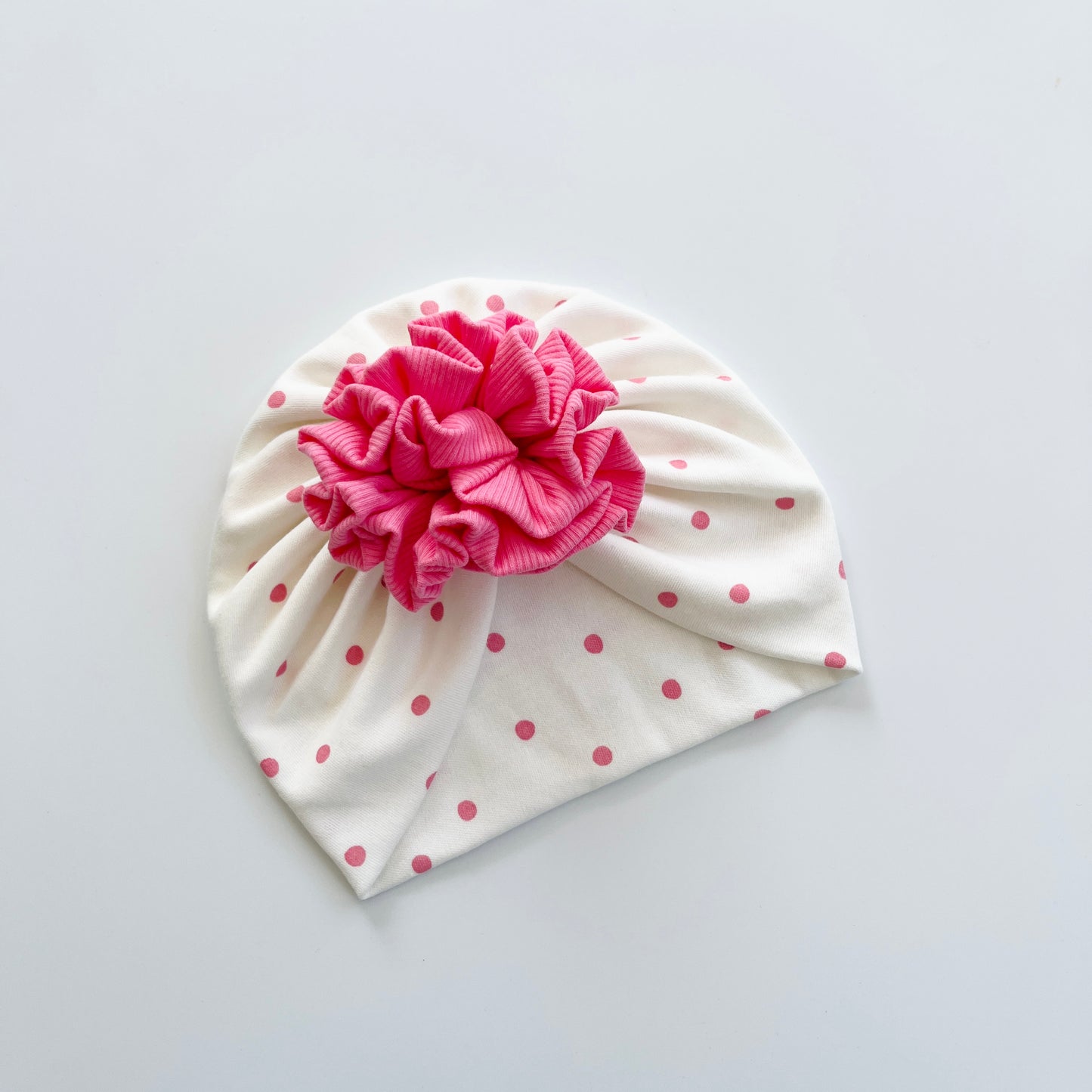 Pink Polka Dot Baby Turban Hat – Bow, Flower & Donut Styles